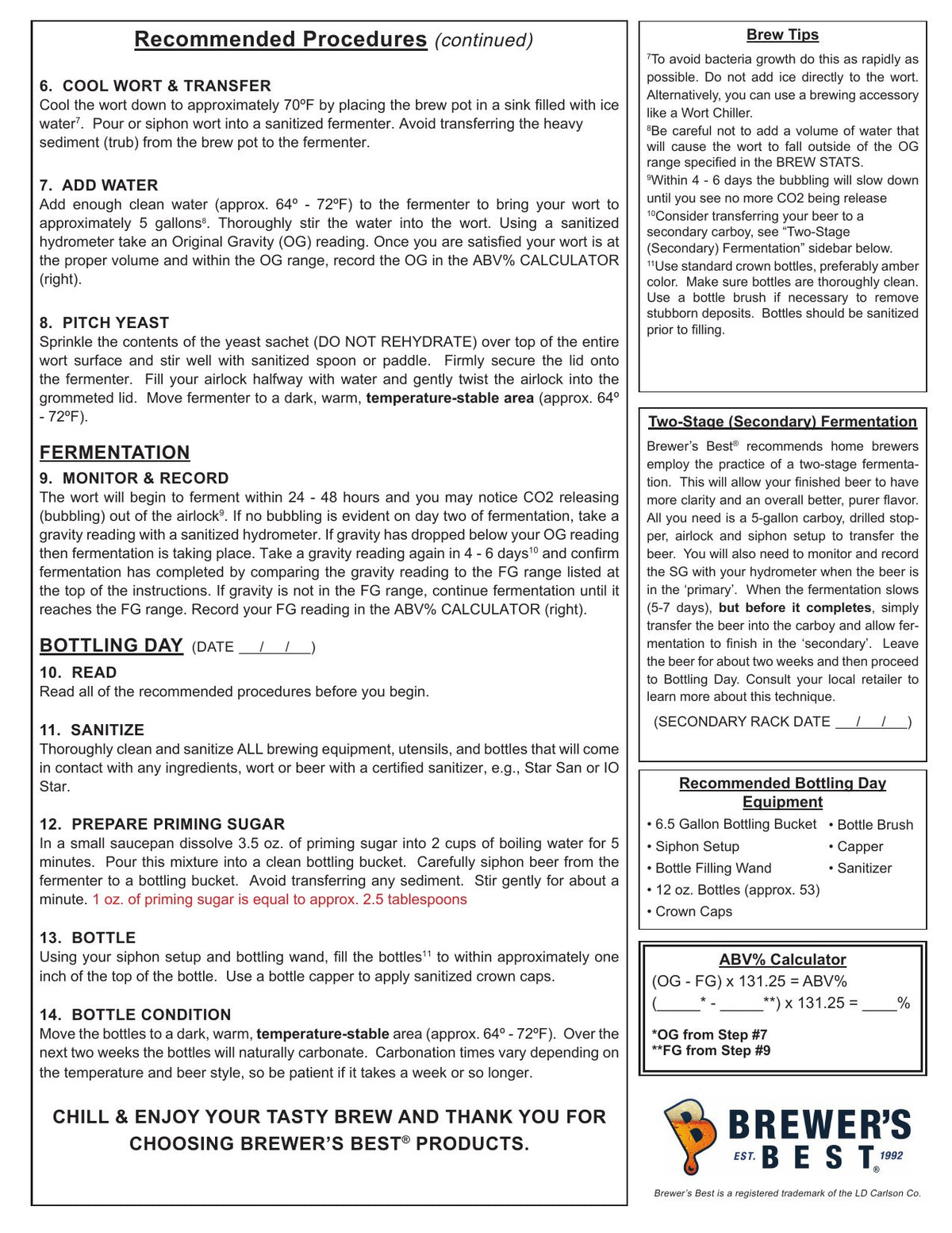 English Pale Ale recipe, back