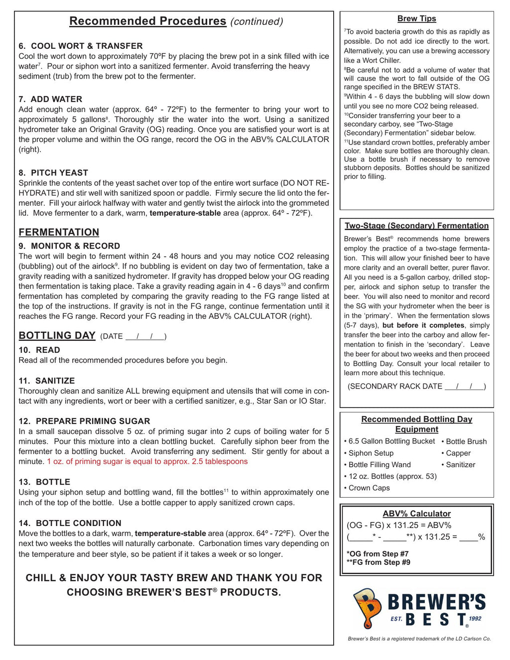 American Amber recipe, back