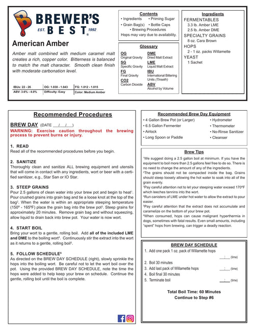 American Amber recipe, front