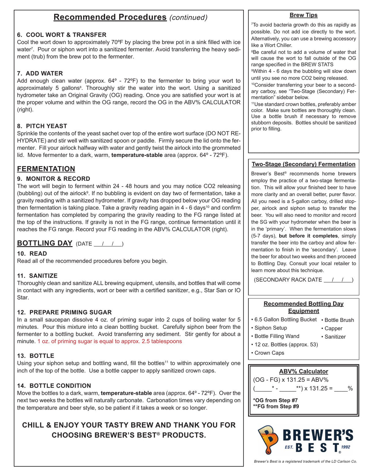 Red Ale recipe, back
