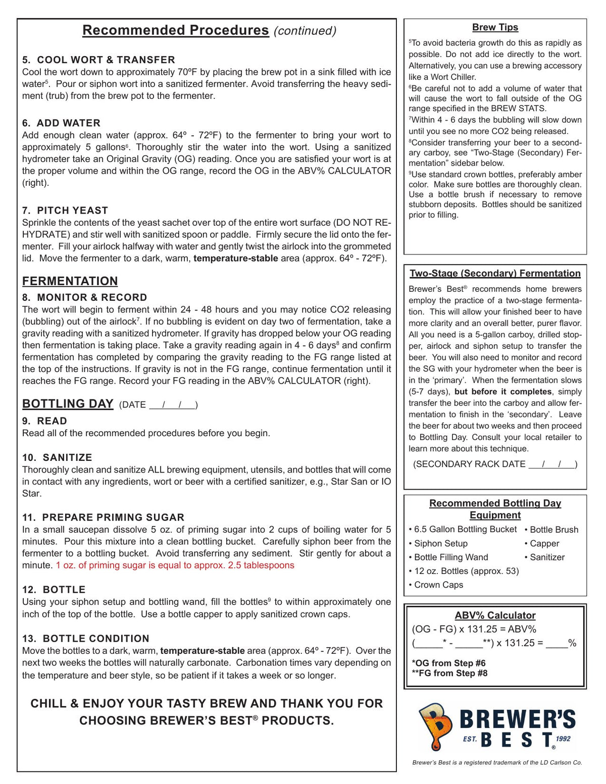 American Cream Ale recipe, back
