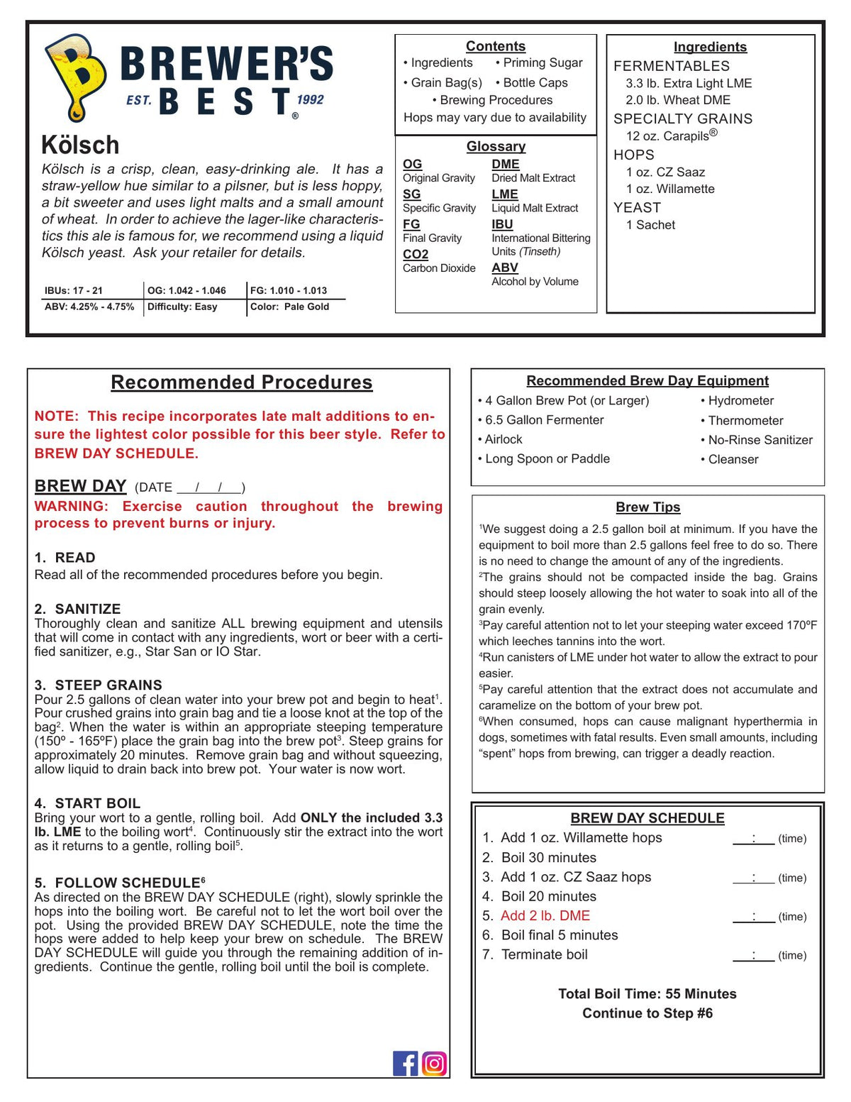Kolsch recipe, front
