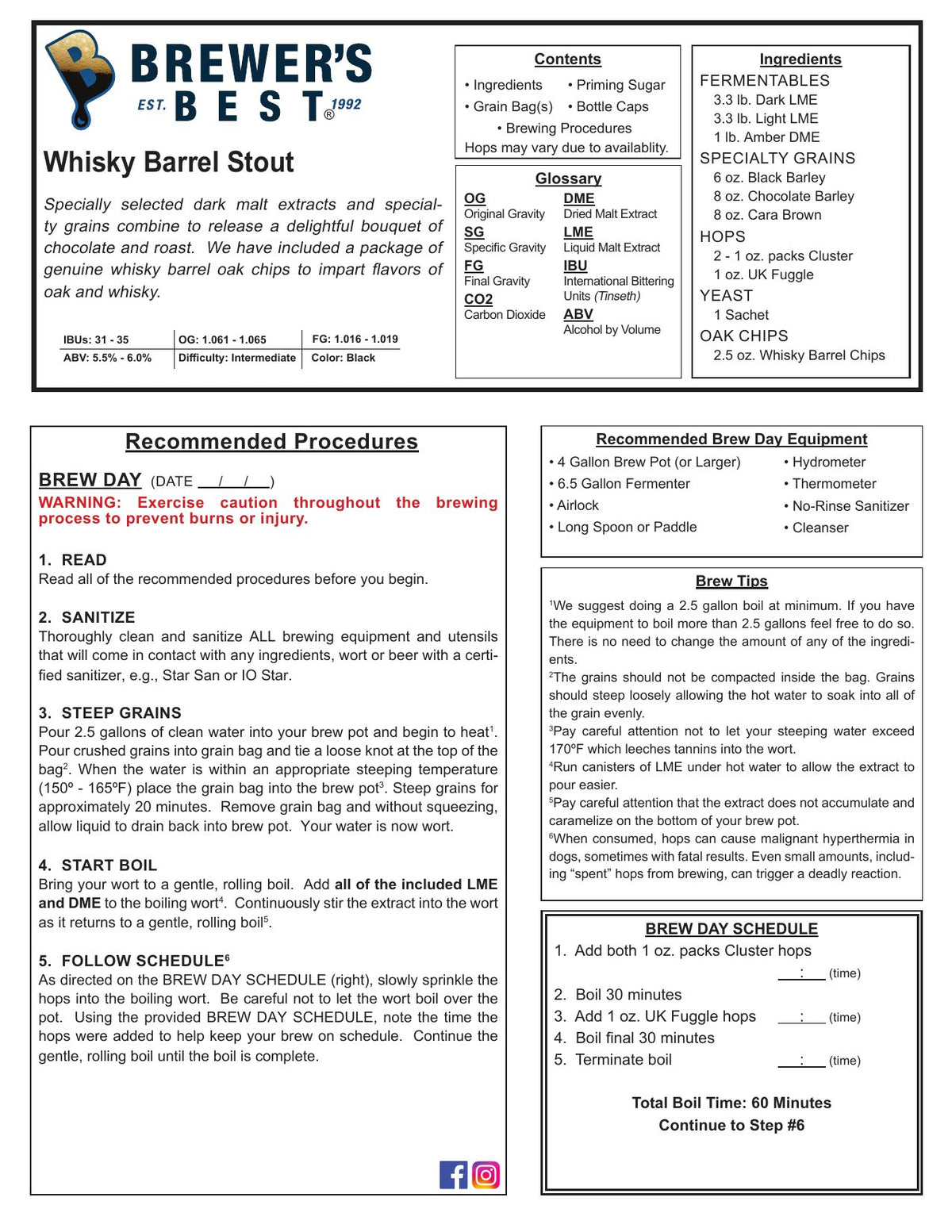 Whiskey Barrel Stout recipe, front