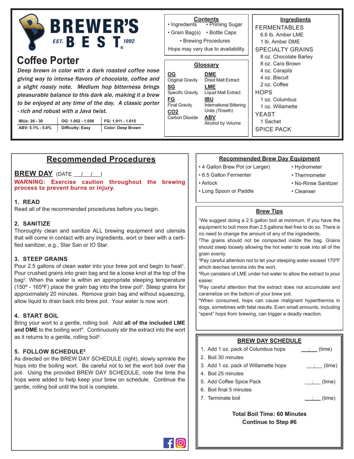 Coffee Porter recipe, front