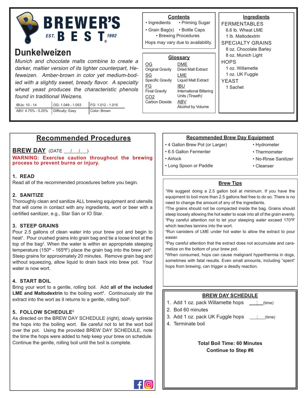 Dunkelweizen recipe, front