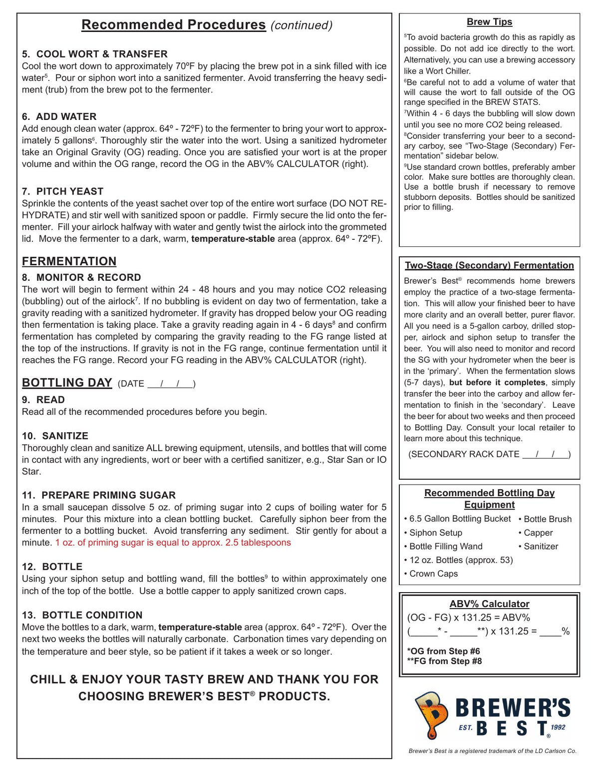 Weizenbier recipe, back