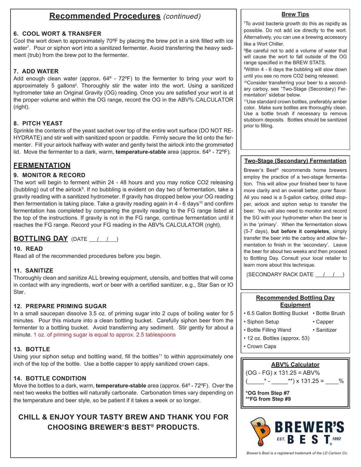Oatmeal Stout recipe, back