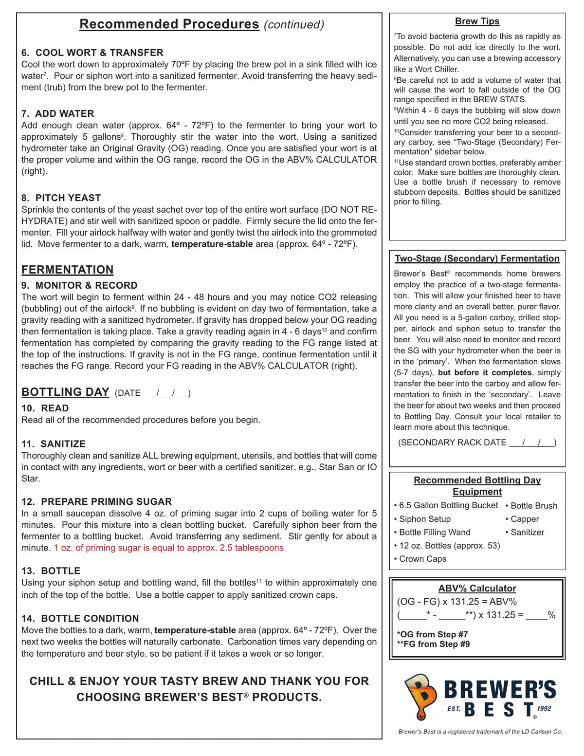 Belgian Tripel recipe, back