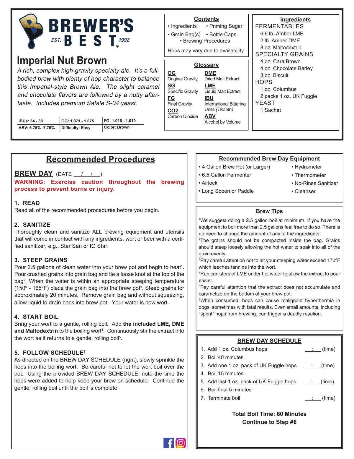Imperial Nut Brown recipe, front