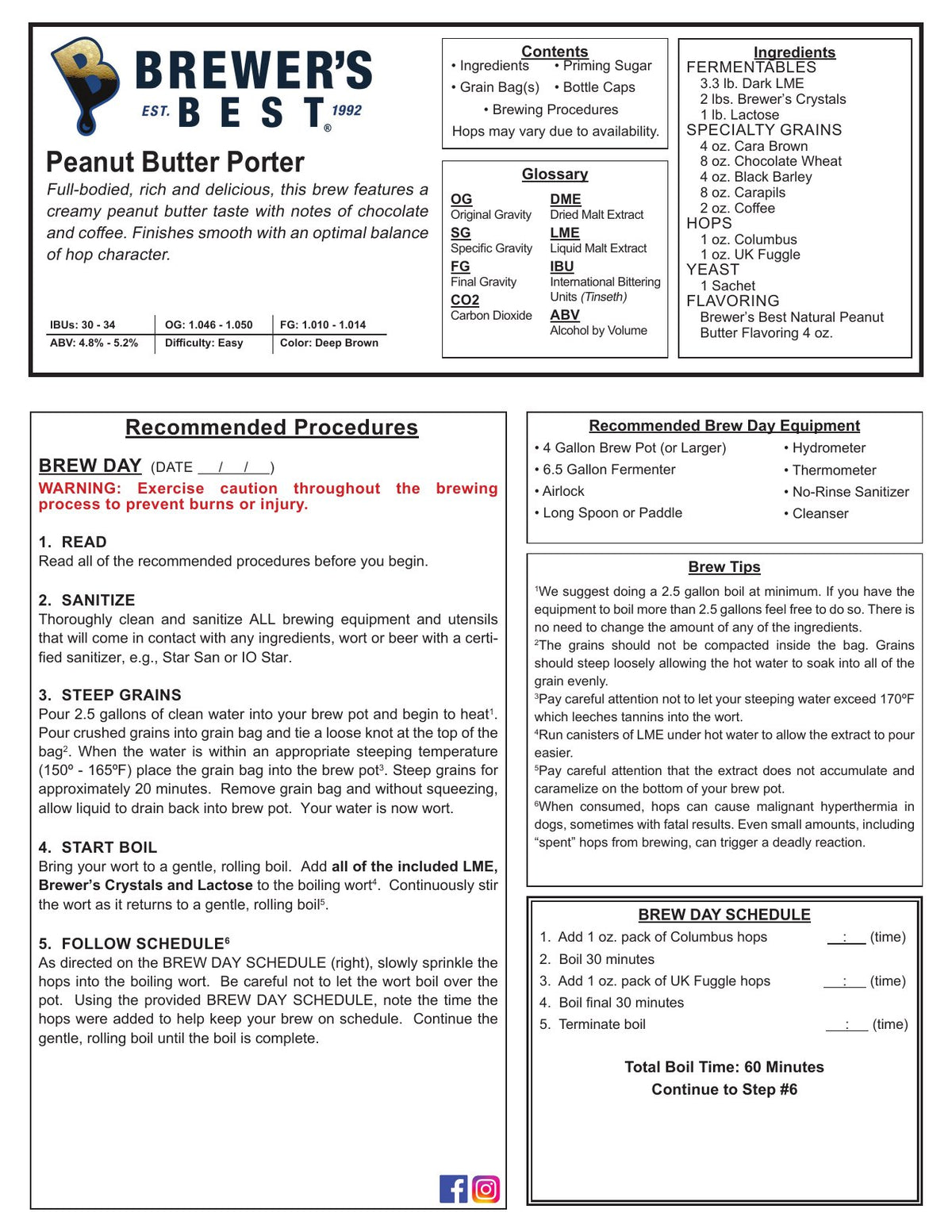 Peanut Butter Porter recipe, front