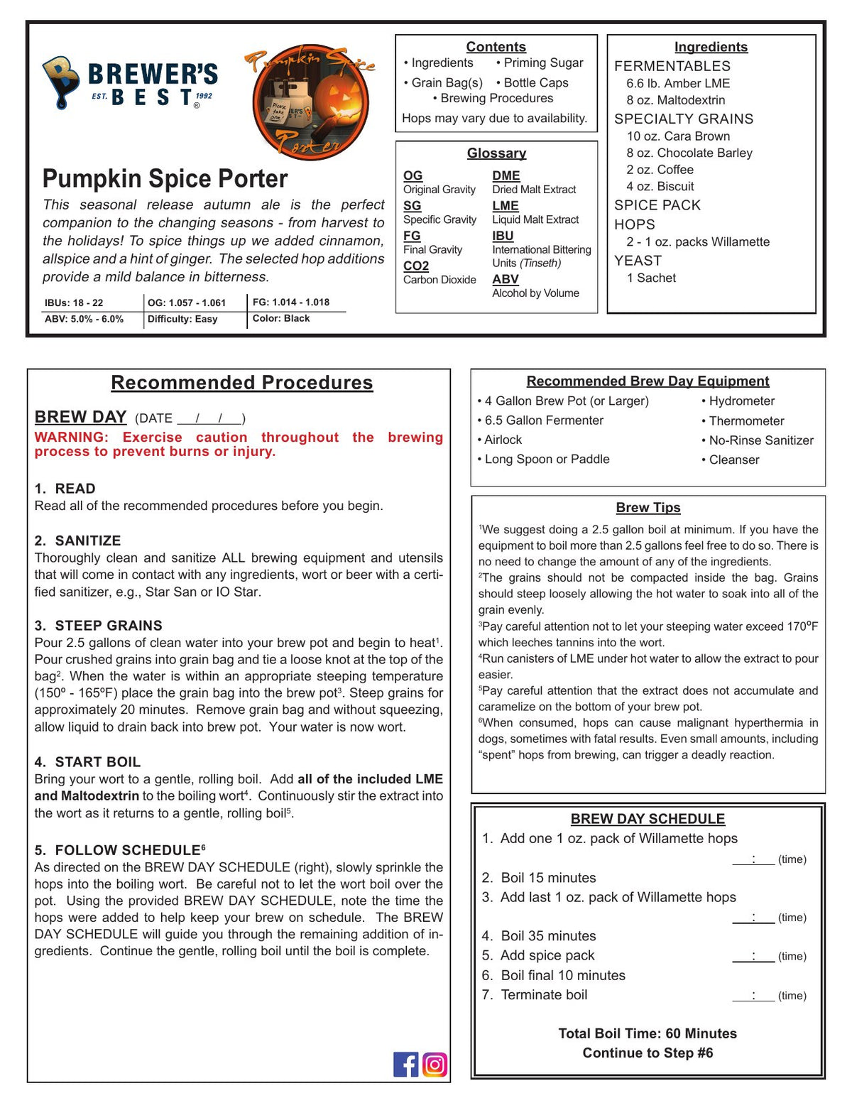 Pumpkin Spice Porter recipe, front