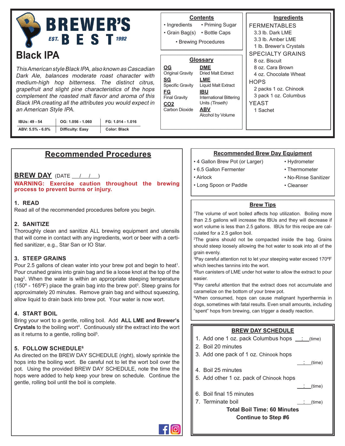 Black IPA recipe, front