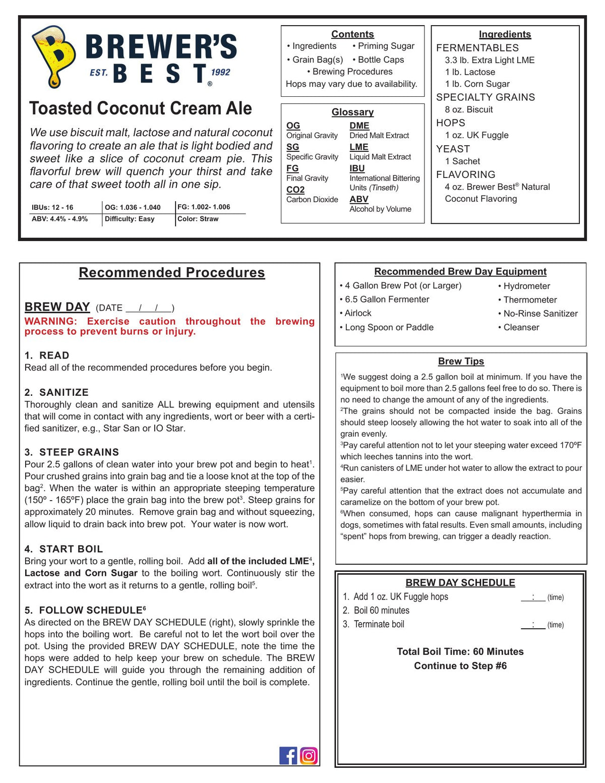 Toasted Coconut Cream Ale recipe, front