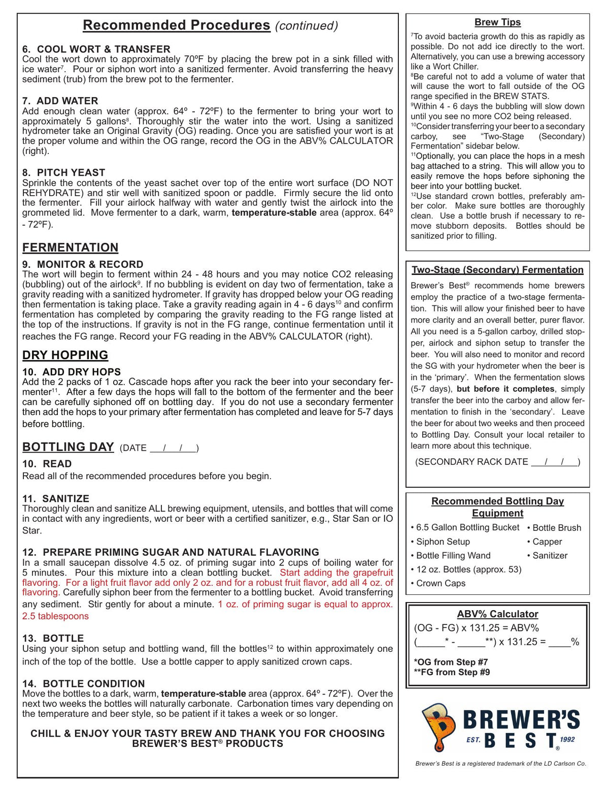 Grapefruit IPA recipe, back