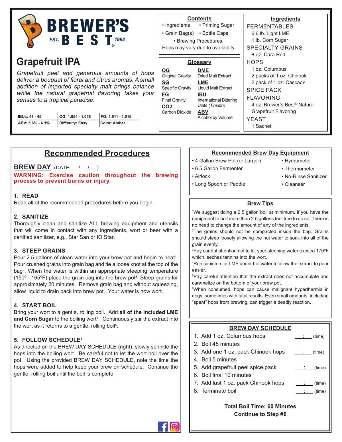 Grapefruit IPA recipe, front