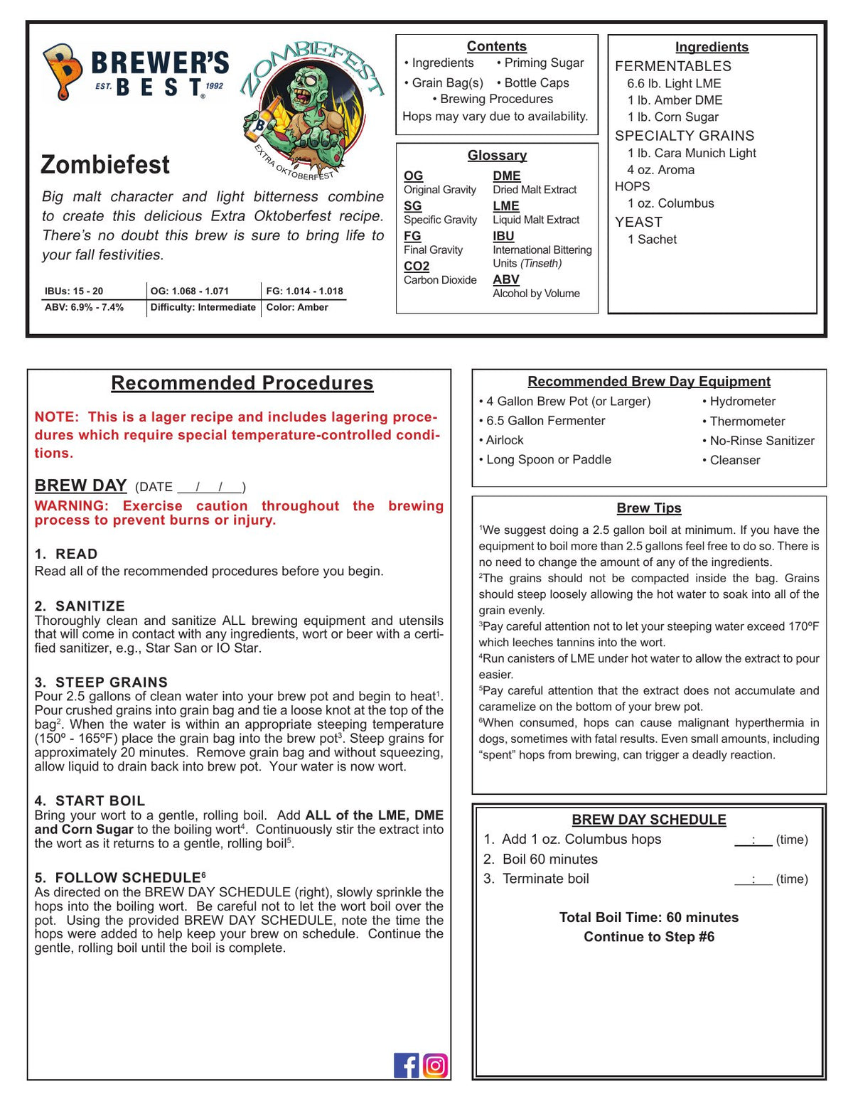 Zombiefest recipe, front