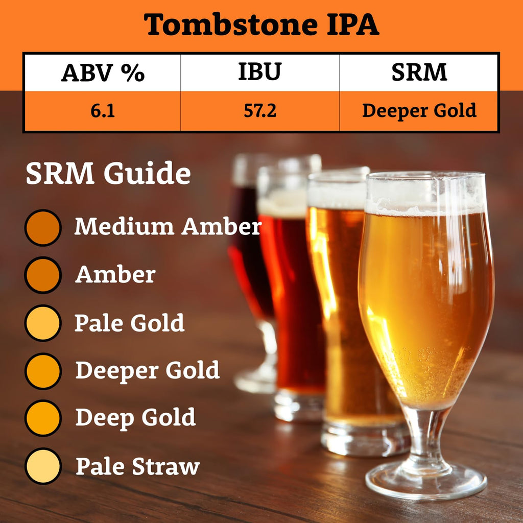 SRM Guide. ABV: 6.1%, IBU: 57.2, SRM Deeper Gold