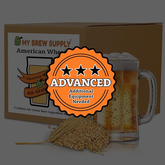 My Brew Supply American Wheat Brewing Kit | American Wheat & Pilsner Malt | Caramel Grain | Kent Goldings & Columbus Pellet Hops | Fermentis Safbrew Yeast | 5 Gallon Advanced All Grain Home Brewing