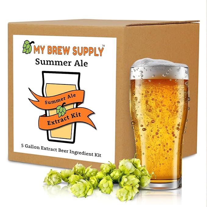 My Brew Supply Summer Ale Extract Kit | Golden Light, Wheat, & Pilsen Dry Malt Extract | Bitter Orange & Lemon Peel | Carapils Grain | Cascade Pellet Hops | Fermentis Safale Yeast | 5G Yield