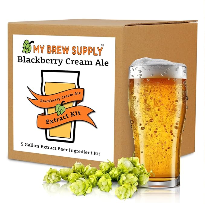 My Brew Supply Blackberry Cream Ale Extract Kit | Golden Light & Pale Dry Malt Extract | Natural Blackberry Flavoring | Willamette Pellet Hops | Fermentis Safale Yeast | Corn Sugar | 5 Gallon Yield