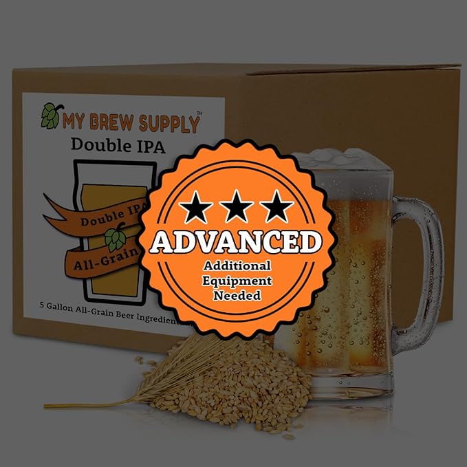 My Brew Supply Double IPA Brewing Kit | 12lbs American Pale 2-Row Malt | 1lb Caramel Grain | 3oz Centennial Pellet Hops | Fermentis Safale Yeast | 5 Gallon Advanced All Grain Home Brewing