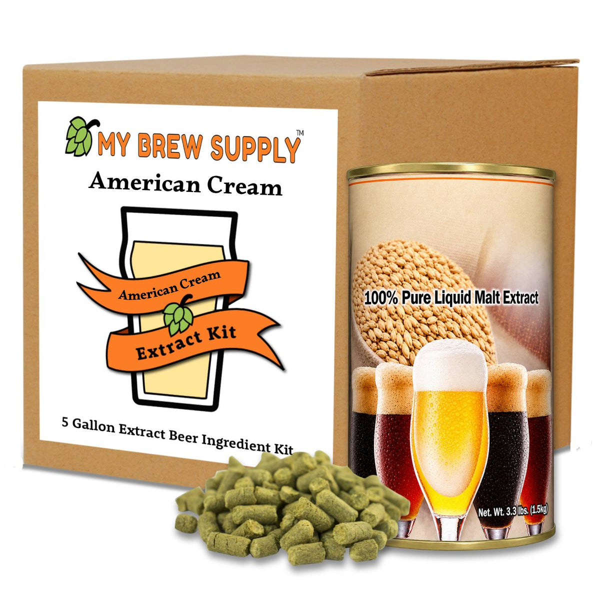 American Cream Ale Liquid Malt Extract Beer Brewing Kit – 5 Gallon Smooth Easy-Drinking Homebrew