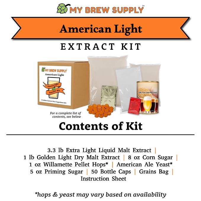 American Light Liquid Malt Extract Beer Brewing Kit – 5 Gallon Crisp Easy-Drinking Homebrew