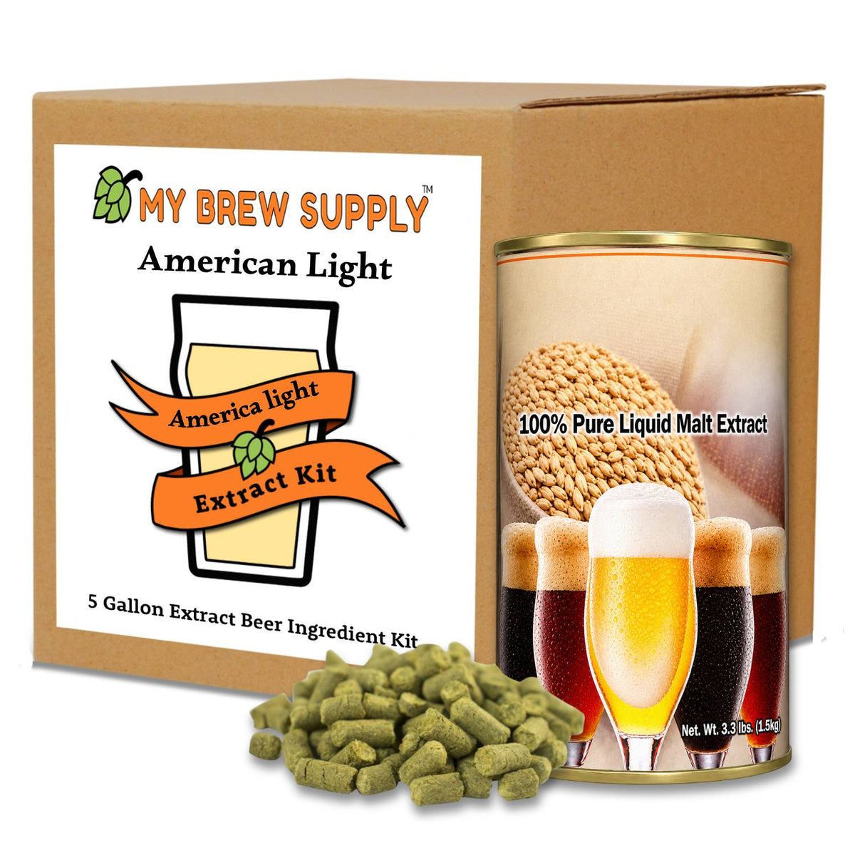 American Light Liquid Malt Extract Beer Brewing Kit – 5 Gallon Crisp Easy-Drinking Homebrew