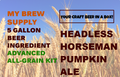 Headless Horseman Pumpkin Ale My Brew Supply All Grain Advanced 5 gallon beer ingredient kit
