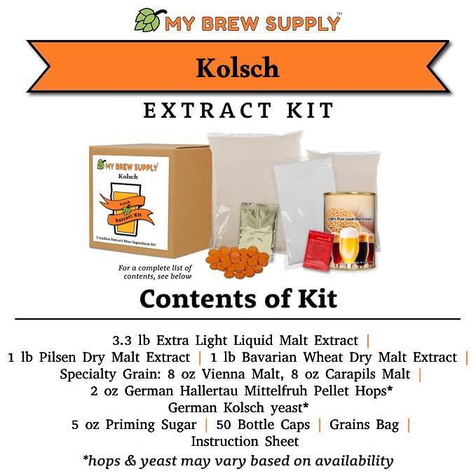 Kolsch Liquid Malt Extract Beer Brewing Kit – 5 Gallon Crisp German Style Homebrew