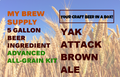 Yak Attack Brown Ale My Brew Supply All Grain Advanced 5 gallon beer ingredient kit